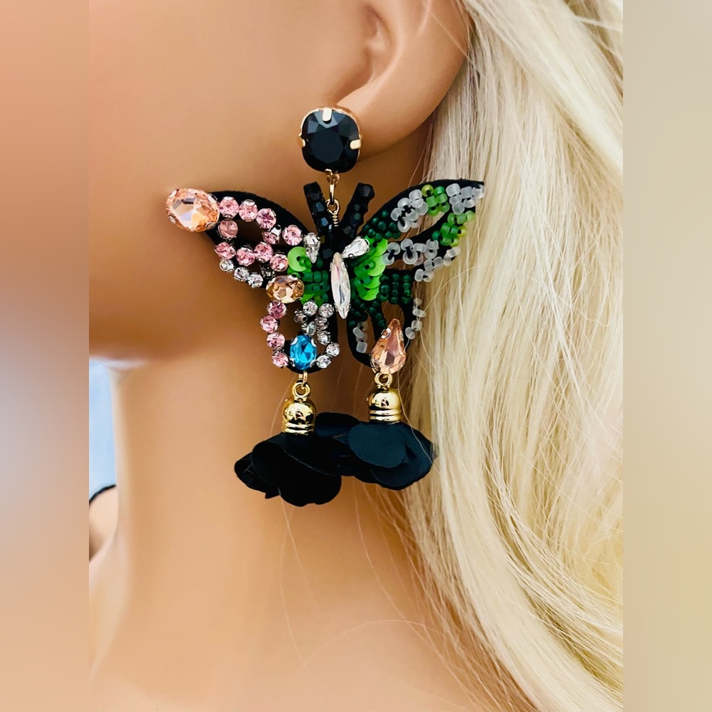 Boho-Chic Butterfly Tassel Earrings